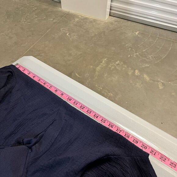 Current Air Polo Shirt Ribbed Knit Short Sleeve Crepe Collared Top Navy Blue M - Picture 6 of 9